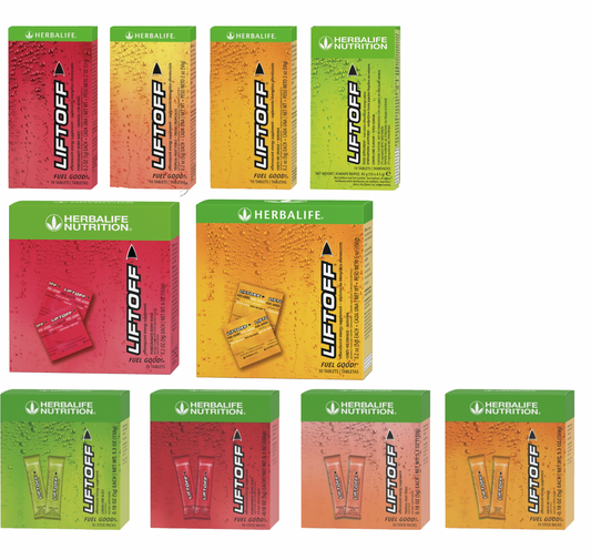 Herbalife Liftoff  4 Flavor 2 size Tablets Stick Packs